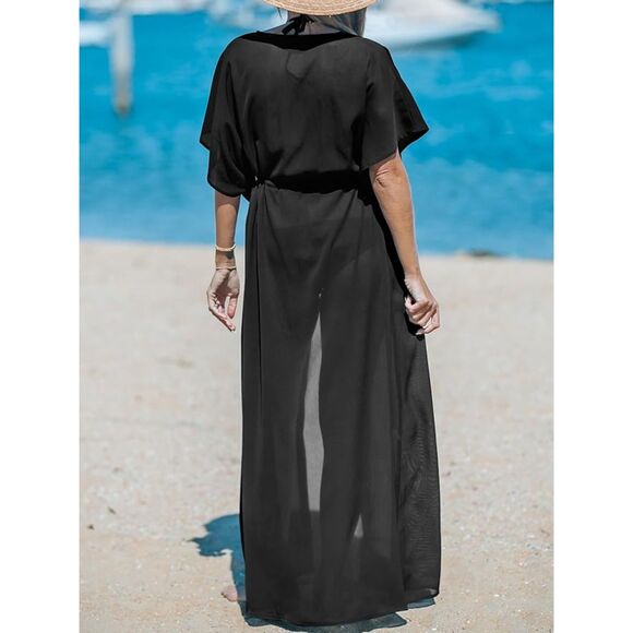 Kimono Swimsuit Coverup, Black Medium - Picture 5 of 5